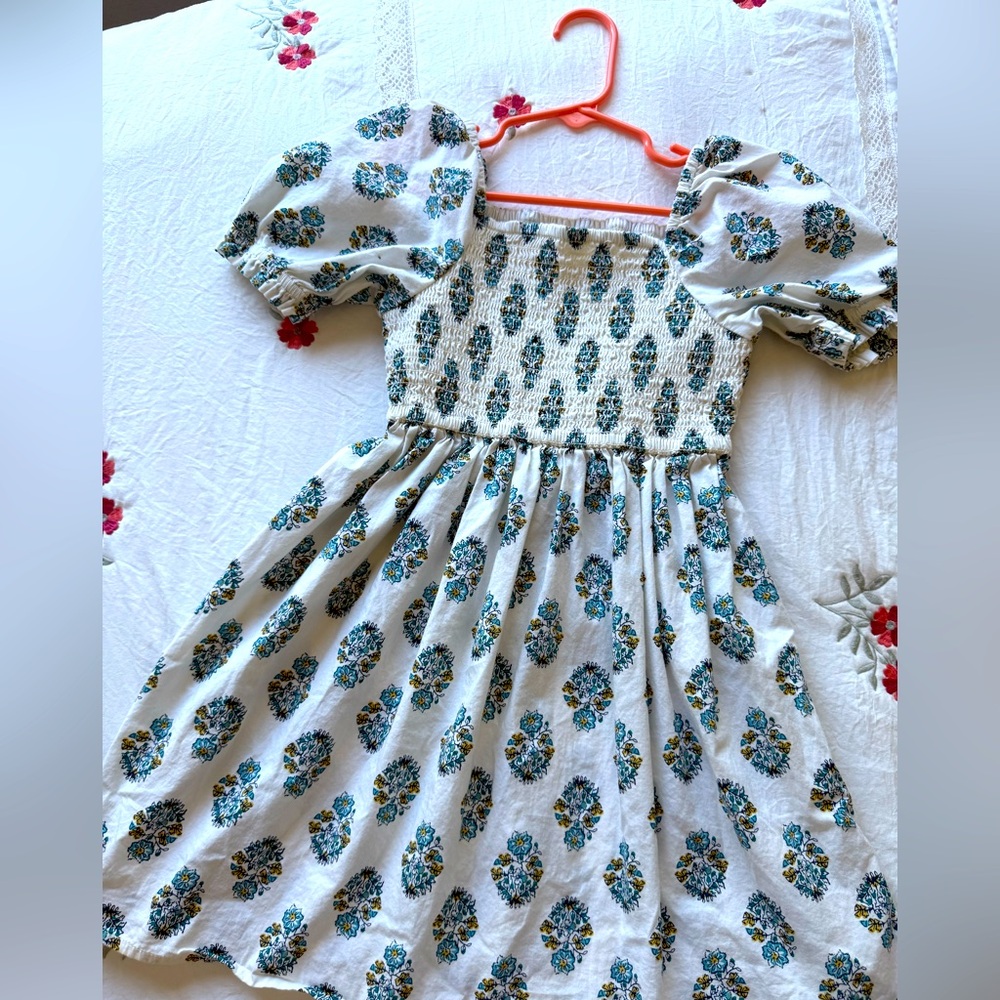 J.Crew Floral Blue and Green Dress Cewcuts size 6